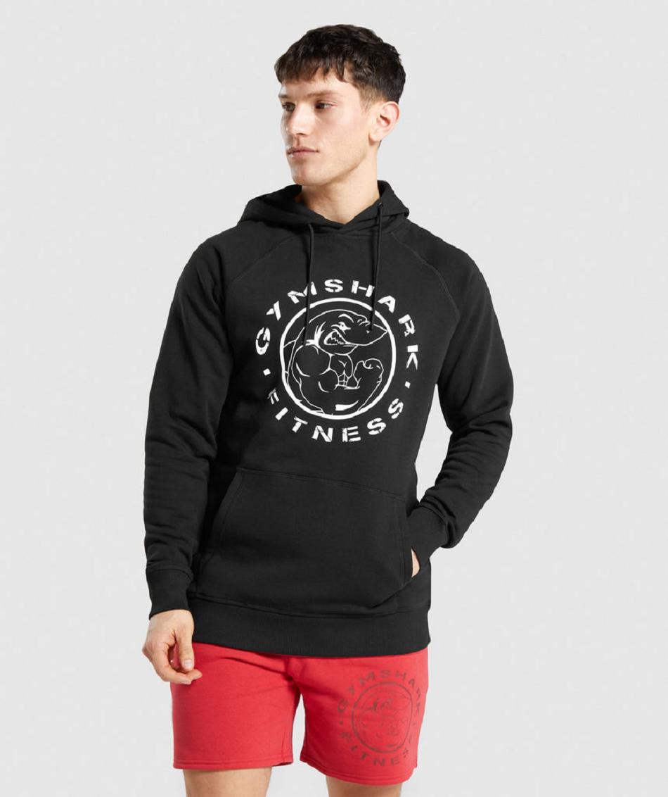 Sudadera Con Capucha Gymshark Legacy Hombre Negras Blancas | CO 3616GSO